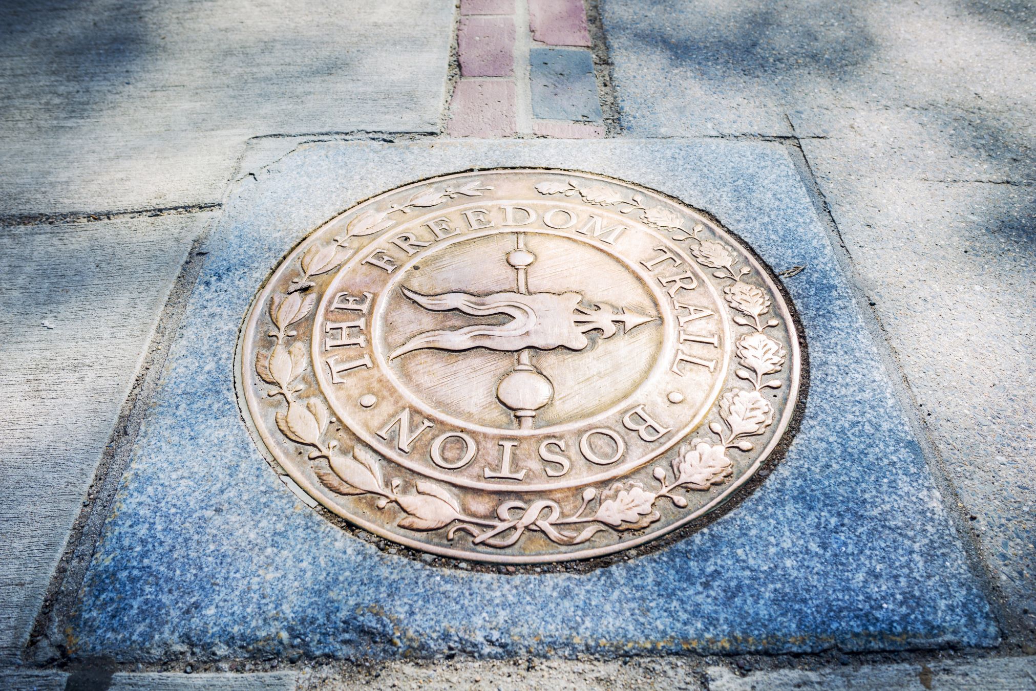 Freedom trail sign on road